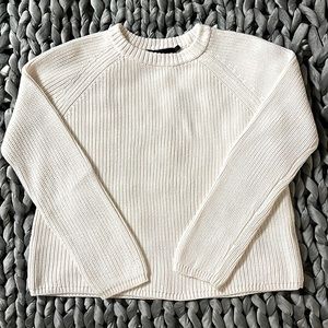 JENNI KAYNE Cotton Fisherman Sweater in Ivory, medium
